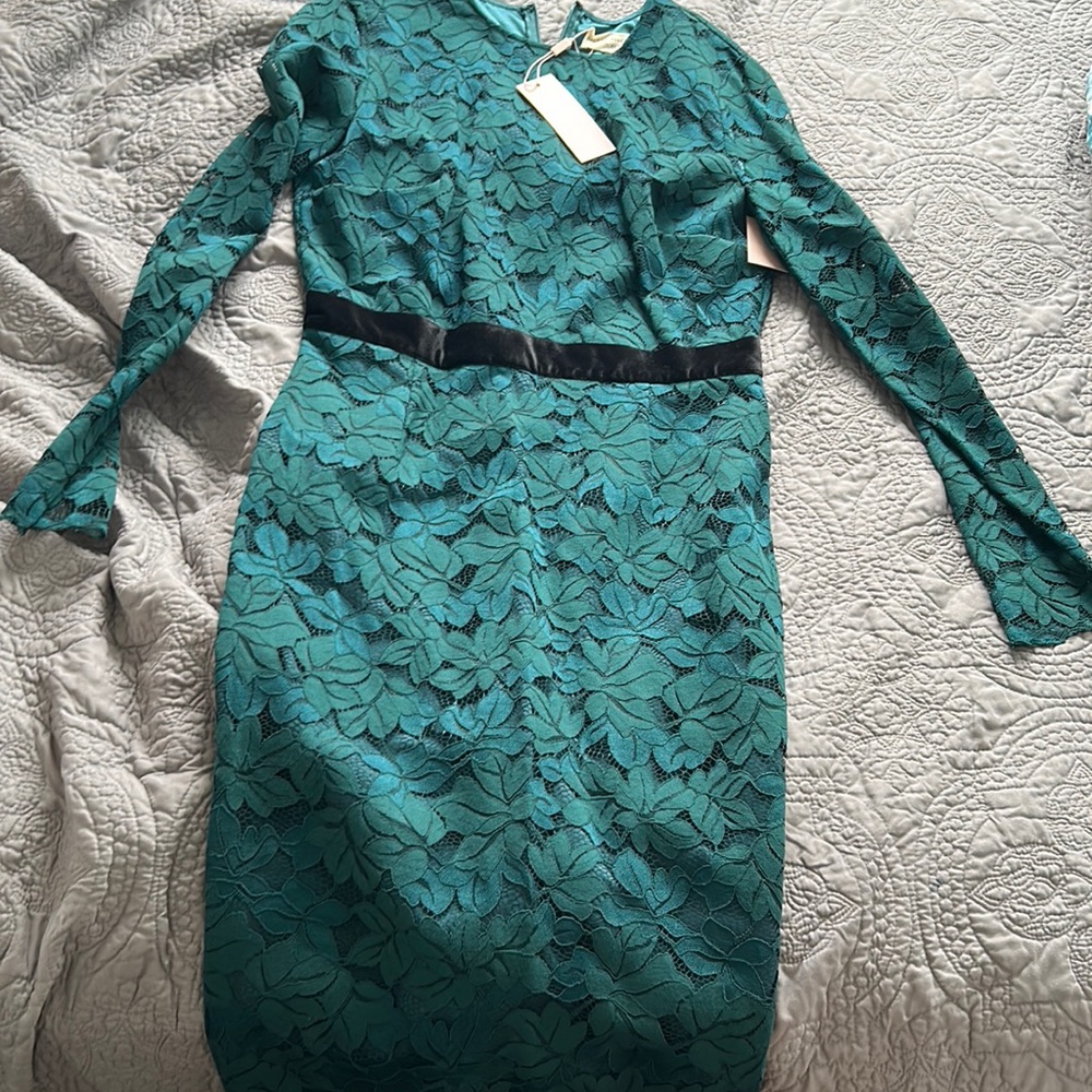 Rachel Parcell green dress with black velvet waist